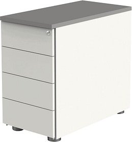 Thumbnail - Kerkmann Move Standcontainer weiß, grafit 4 Auszüge 42,0 x 80,0 x 72,0 - 76,0 cm