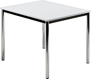 HAMMERBACHER Konferenztisch VDR08 lichtgrau quadratisch, Rundrohr chrom, 80,0 x 80,0 x 72,0 cm