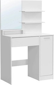 VASAGLE Schminktisch rechteckig Melamin, Spanplatte weiß 80,0 x 40,0 x 132,0 cm, 1 St.