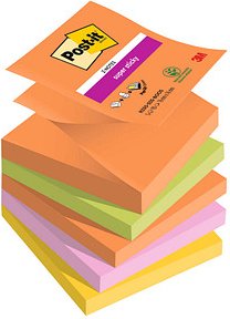 Post-it® Z-Notes Boost Haftnotizen extrastark farbsortiert, 5 Blöcke