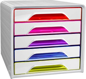 Thumbnail - cep Schubladenbox Smoove weiß/bunt-transparent 1071110931, DIN A4 mit 5 Schubladen