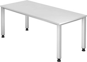 Thumbnail - HAMMERBACHER Akandia höhenverstellbarer Schreibtisch weiß rechteckig, 4-Fuß-Gestell silber 180,0 x 80,0 cm