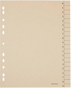 Trennblätter DIN A4 0-9 chamois, 250 g/qm, 100 St.