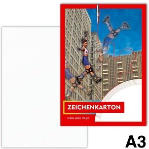 Zeichenkarton DIN A3 190 g/qm, 10 Blatt, 1 Block