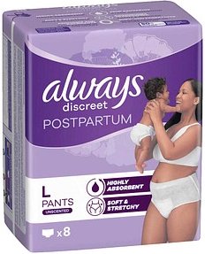 always Inkontinenzhosen discreet Postpartum Wochenbett Gr. L, 8 St.