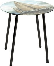 HAKU Möbel Beistelltisch rund Glas schwarz 40,0 x 40,0 x 41,0 mm, 1 St.