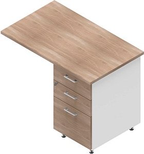 Quadrifoglio Standcontainer weiß, ulme 3 Auszüge 100,0 x 60,0 x 75,0 cm