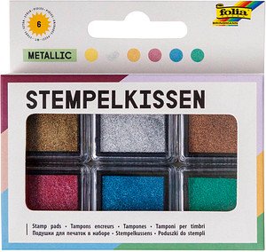 folia Stempelkissen metallic gold, silber, kupfer, rot, blau, grün 6x 2,4 x 2,4 cm, 1 Pack