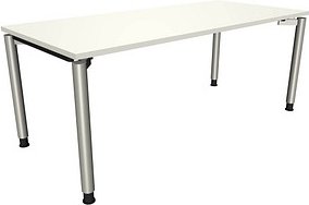 Thumbnail - fm fastline höhenverstellbarer Schreibtisch weiß rechteckig, 4-Fuß-Gestell silber 180,0 x 80,0 cm