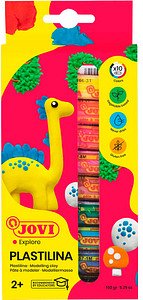 JOVI Knete PLASTILINA farbsortiert, 10 Farben je 15,0 g