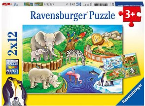 Ravensburger Tiere im Zoo Puzzle, 2 x 12 Teile