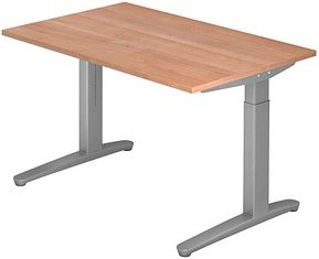 HAMMERBACHER VXB12 höhenverstellbarer Schreibtisch nussbaum rechteckig, C-Fuß-Gestell silber 120,0 x 80,0 cm