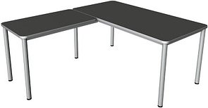 Thumbnail - Kerkmann Prime Schreibtisch anthrazit L-Form, 6-Fuß-Gestell silber 160,0 x 180,0 cm