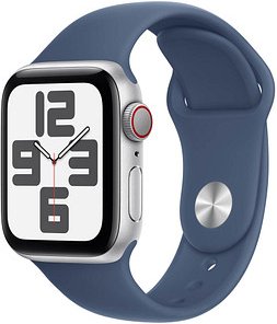 Apple Watch SE 40 mm Aluminium (GPS+Cellular) Sportarmband M/L denim, silber