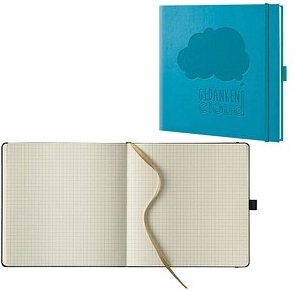 Lediberg Notizbuch Gedanken Cloud quadratisch kariert, türkis Hardcover 240 Seiten, 1 St.