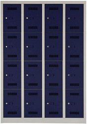 BISLEY Schließfachschrank MonoBloc ML11Q4 lichtgrau, oxfordblau ML11Q4505, 16 Schließfächer 118,3 x 50,0 x 170,0 cm