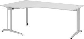HAMMERBACHER BS82 Schreibtisch lichtgrau L-Form, C-Fuß-Gestell silber 200,0 x 80,0/120,0 cm