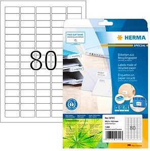 Thumbnail - 1600 HERMA 10701 Recycling Etiketten weiß 35,6 x 16,9 mm