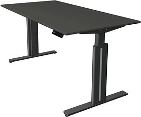 Thumbnail - Kerkmann Move 3 elegant elektrisch höhenverstellbarer Schreibtisch anthrazit rechteckig, T-Fuß-Gestell grau 160,0 x 80,0...