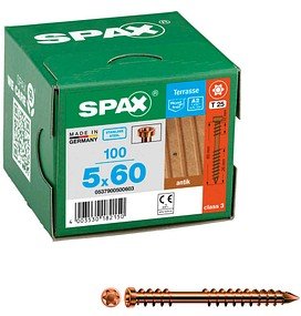 SPAX® Terrassenschrauben T25 Zylinderkopf Edelstahl A2 0537900500603 5 mm x 60 mm, 100 St.