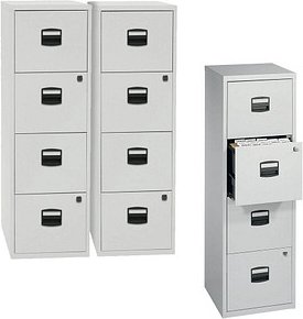 AKTION: BISLEY Home PFA 4 Hängeregistraturschränke lichtgrau 4 Schubladen 41,3 x 40,0 x 132,1 cm, 3 St.