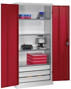 CP Metallschrank 8921-503 S10133 lichtgrau, rubinrot 93,0 x 50,0 x 195,0 cm, aufgebaut, 1 St.