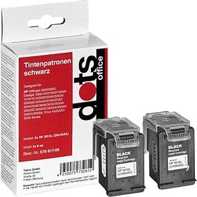dots schwarz Druckerpatronen kompatibel zu HP 301XL (D8J45AE), 2er-Set