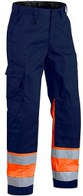 Thumbnail - BLAKLÄDER® unisex Warnschutzhose 1564 marine, orange Größe 46