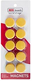 ALLboards Magnet gelb, Kunststoff Ø 2,0 x 0,6 cm, 10 St.