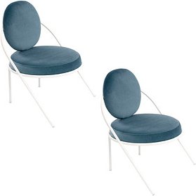 Thumbnail - meet powered by PAPERFLOW Sessel SATURNE blau weiß Stoff, 2 St.