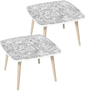 Thumbnail - PAPERFLOW Kids Dschungel Maltische quadratisch Spanplatte weiß 60,0 x 60,0 x 46,0 cm, 2 St.