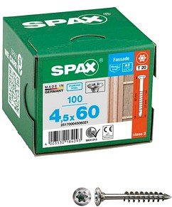 Thumbnail - SPAX® Fassadenschrauben T20 Linsensenkkopf A2 25170004506021 4,5 mm x 60 mm, 100 St.