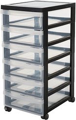 Thumbnail - IRIS Ohyama Aufbewahrungsbox 6x 7,5 l transparent, schwarz 29,0 x 40,0 x 61,5 cm