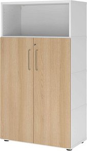 Thumbnail - HAMMERBACHER Regalschrank FlexWall, VFW48T3KG/W/E/BS weiß, eiche 80,0 x 40,0 x 145,0 cm, 1 St.