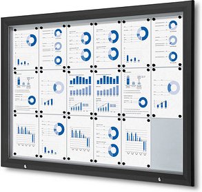 Showdown® Displays Schaukasten Premium schwarz 18x DIN A4 146,5 x 4,7 x 106,7 cm, 1 St.