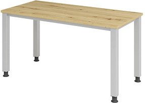 Thumbnail - HAMMERBACHER QS614 Schreibtisch asteiche rechteckig, 4-Fuß-Gestell silber 140,0 x 67,2 cm