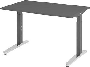 HAMMERBACHER VXB012 höhenverstellbarer Schreibtisch grafit rechteckig, C-Fuß-Gestell grau 120,0 x 80,0 cm