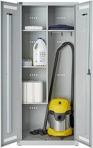 BISLEY LIGHT Putzmittelschrank GL08AZ-245 GL08AZ645 lichtgrau 4 Fachböden 80,0 x 50,0 x 185,0 cm, aufgebaut, 1 St.