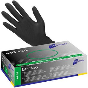 Meditrade® unisex Einmalhandschuhe Nitril® black schwarz Größe L, 100 St.
