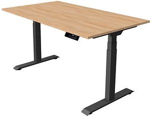 Kerkmann Move 1 stable elektrisch höhenverstellbarer Schreibtisch eiche hell rechteckig, T-Fuß-Gestell grau 140,0 x 80,0...