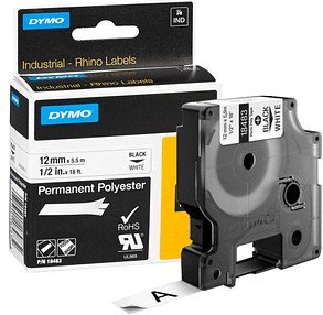 DYMO Schriftband RHINO 18483, 12 mm schwarz auf weiß, 1 St.