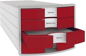 HAN Schubladenbox Impuls rot 1012-17, DIN A4 mit 4 Schubladen, 1 St.