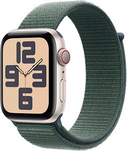 Apple Watch SE 44 mm Aluminium (GPS+Cellular) Sport Loop grün, polarstern