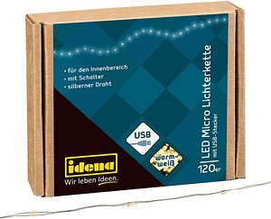 Idena 120er Micro LED Lichterkette silber 13,5 m