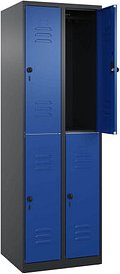 Thumbnail - CP Spind Classic Plus enzianblau, schwarzgrau 080300-20 S10067, 4 Schließfächer 60,0 x 50,0 x 185,0 cm