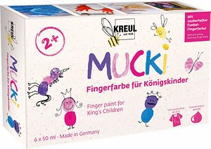 KREUL MUCKI Königskinder Fingerfarben farbsortiert 6 x 50,0 ml, 6 St.