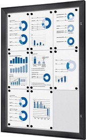 Thumbnail - Showdown® Displays Schaukasten grau 9x DIN A4 74,1 x 2,3 x 100,4 cm, 1 St.