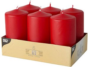 Thumbnail - 6 STARPAK Stumpenkerze rot