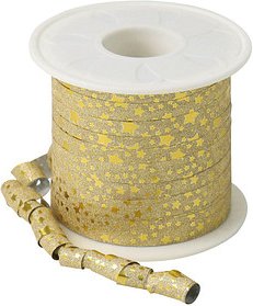 PRÄSENT Geschenkband Glitter Star mattglänzend gold 10,0 mm x 100,0 m
