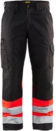 Thumbnail - BLAKLÄDER® unisex Warnschutzhose 1564 schwarz, leuchtrot Größe 25